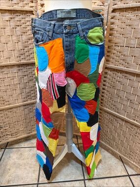 Wrangler Multicolor Patchwork Straight Jeans — Bright Color Blocks